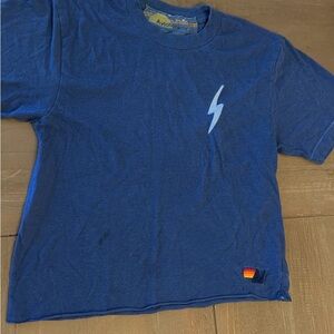 Aviator Nation Blue T-Shirt with Lightning Bolt